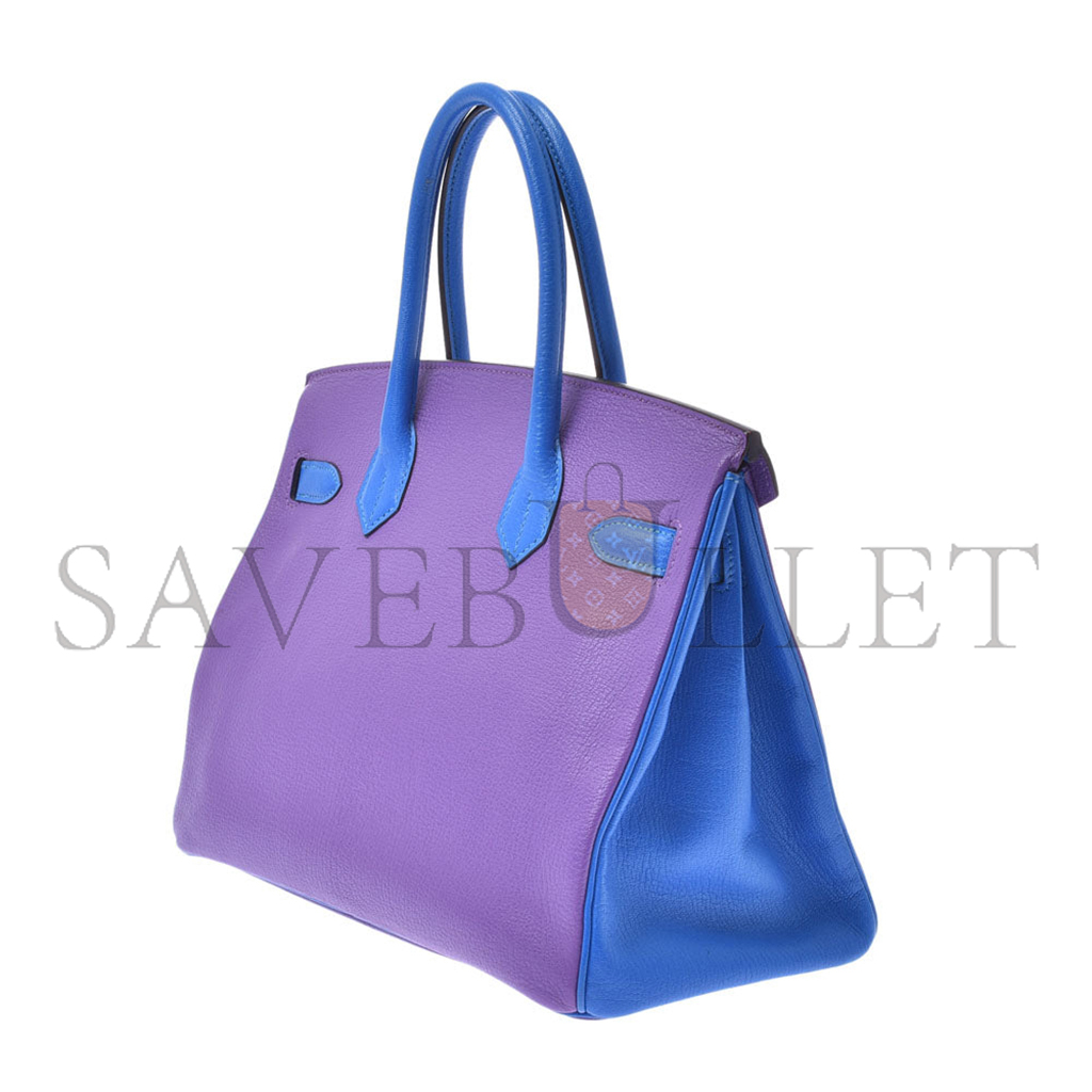 HERMÈS MASTER BIRKIN 30 TOGO LEATHER ANEMONE PURPLE WITH ELECTRIC BLUE GOLD BUCKLE BAG 800000091270000 (30*23*15cm)